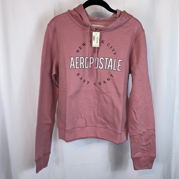 Aeropostale Hoodie V-Neck Pullover Long Sleeve New York City East Coast Cropped - Picture 2 of 9